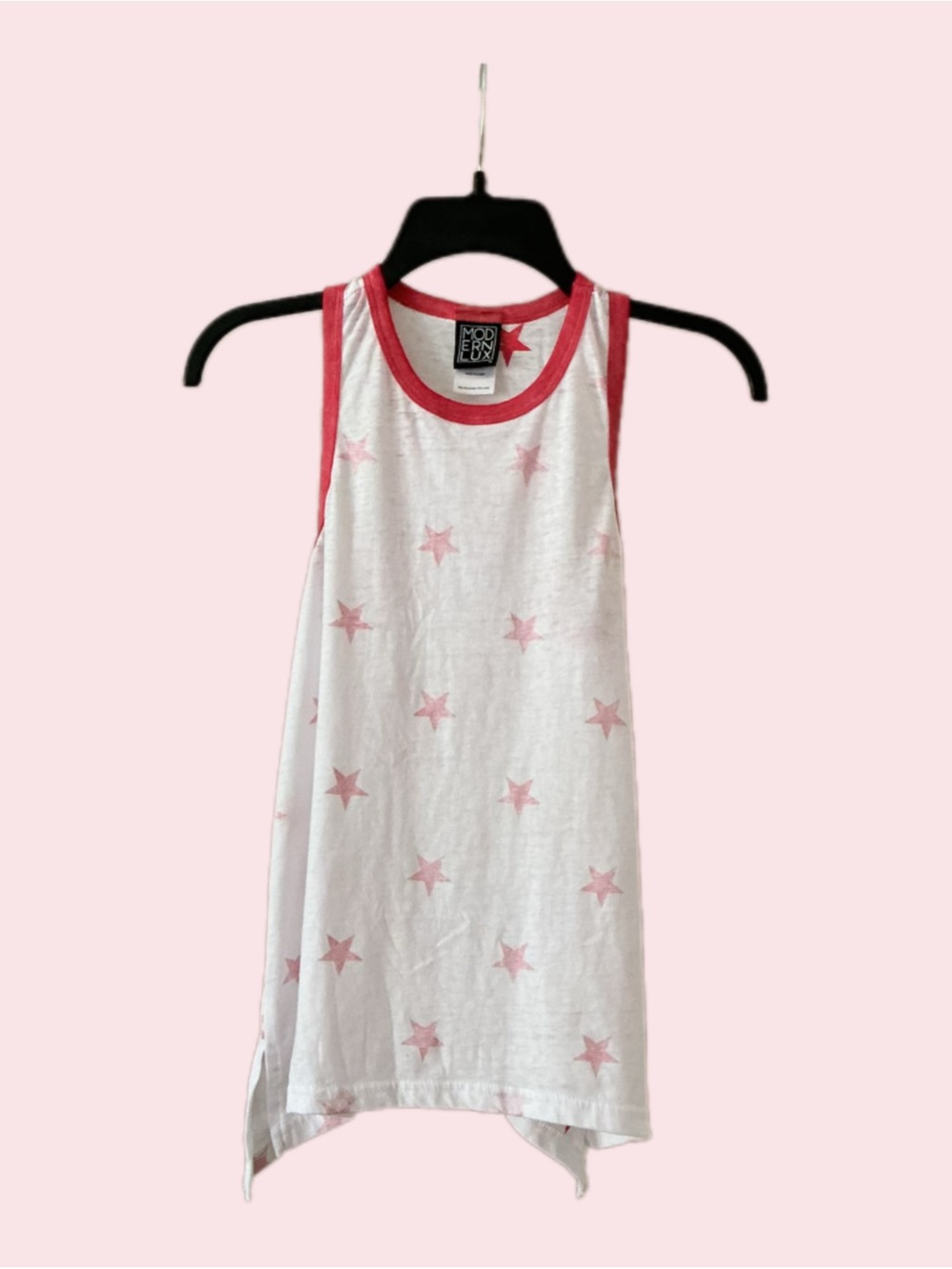 Modern Lux White Tank with Red Stars and Red Trim